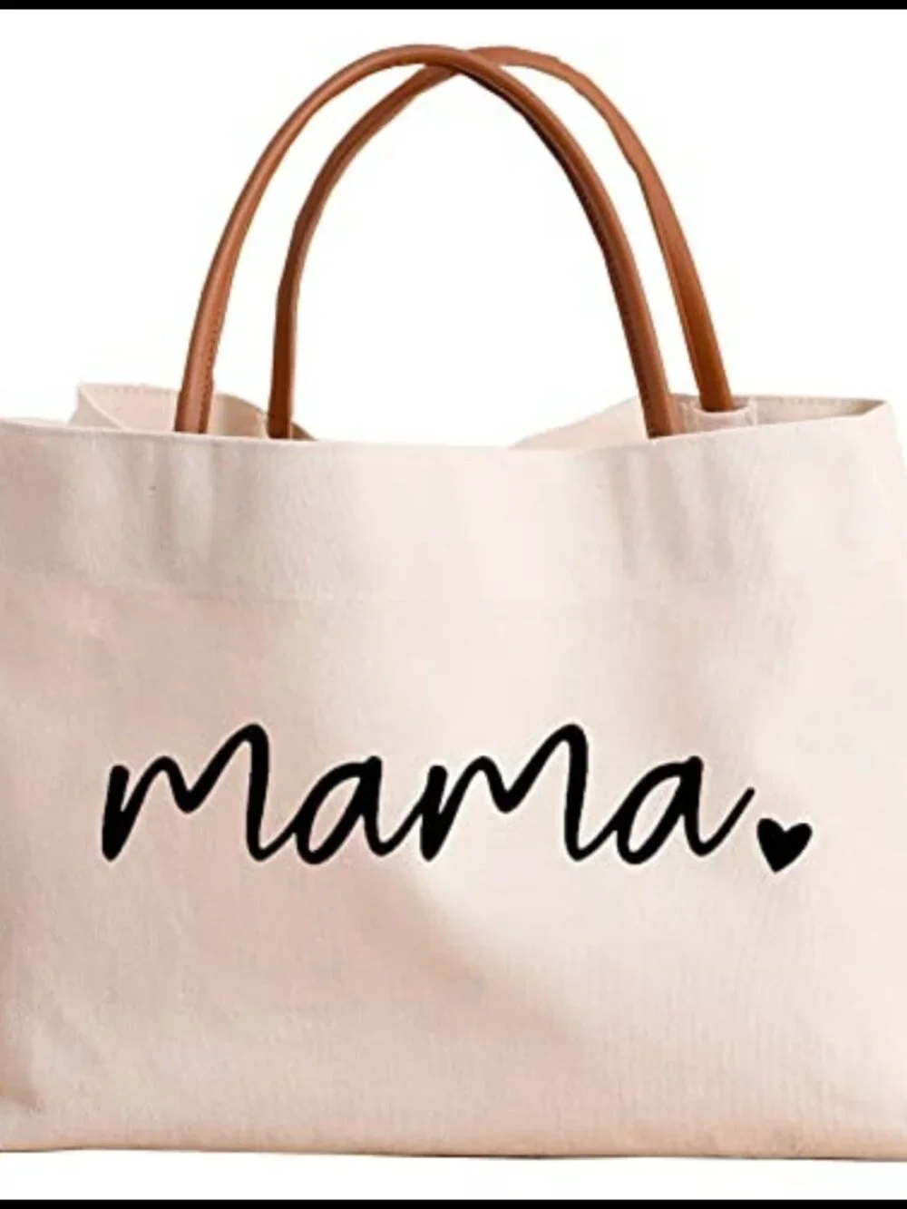 Canvas Mama Tote Bag Mom Life Purse Snap Closure Shoulder Handbag
